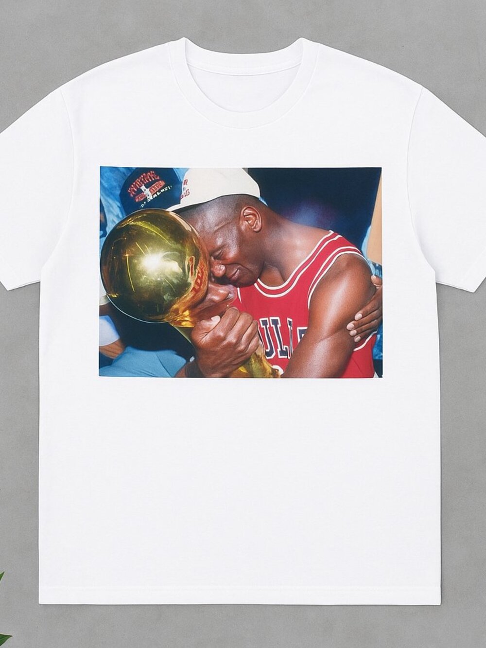 Basketball Champion Trophy Graphic T-Shirt – Vintage Sports Legend Photo Tee
